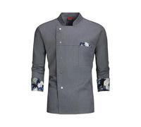 Chaquetilla Cocinero Uniforme de Chef Blanco, Chaqueta de Chef de Manga Larga, Camiseta, Chaqueta de Chef de Hotel, Ropa de Cocina Transpirable for Restaurante y panadería(Grey Jacket,L)