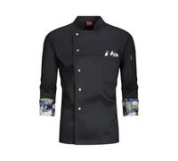 Chaquetilla Cocinero Uniforme de chef blanco, chaqueta de chef de manga larga, camiseta, chaqueta de chef de hotel, ropa de cocina transpirable for restaurante y panadería(Black jacket,M)