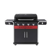 Char-Broil Barbacoa de Gas Gas2Coal 2.0 440 - Barbacoa híbrida de 4 quemadores con 2 bandejas para carbón patentadas, 2 grandes puertas - Ideal para cocinar al aire libre, jardín y patio