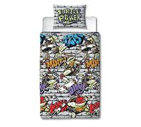 Character World Juego de Funda de edredón Oficial de Las Tortugas Ninja Mutantes Adolescentes | Diseño de Poder Reversible de 2 Caras, Incluye Funda de Almohada a Juego TNMT