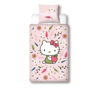 Character World Juego de ropa de cama de 135 x 200 cm, diseño de Hello Kitty, 80 x 80 + 135 x 200 cm, para niños y adolescentes, microfibra, agradable y suave, idea de regalo