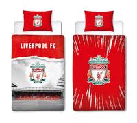 Character World Liverpool FC - Juego de Funda de edredón Oficial para Cama Individual, diseño de Camina Solo, Reversible, Color Rojo, 2 Caras, Incluye Funda de Almohada a Juego
