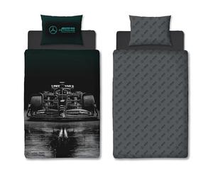 Character World Mercedes AMG Petronas - Juego de funda de edredón oficial para cama individual, diseño Stealth, funda de cama reversible de 2 caras, color negro, producto oficial de Fórmula 1, incluye