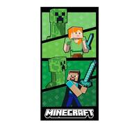 Character World Toalla Oficial de Minecraft, sensación súper Suave, diseño de Creepers, Alex y Steve Gaming, hogar, baño, Playa y Piscina, tamaño único, 140 cm x 70 cm