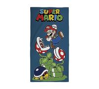 Character World Toalla Oficial de Nintendo Super Mario para niños, sensación súper Suave, diseño de Salto, hogar, baño, Playa y Piscina, tamaño único, 70 cm x 140 cm