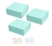 CHARMGIFTBOX Cajas de regalo azules con tapa de 15,2 x 15,2 x 7,6 cm, caja de regalo magnética azul, pequeñas cajas plegables para fiestas de cumpleaños, damas de honor