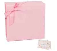 CHARMGIFTBOX Cajas de regalo rosas con tapas, caja de regalo magnética de 15,2 x 15,2 x 7,6 cm con tarjeta de cinta, cajas plegables para fiestas de cumpleaños, damas de honor