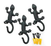 ChasBete Colgador Pared de Gecko, Gancho Pared de Hierro Rústico, Percheros de Pared Originales Juego de 3
