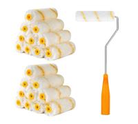 ChAusa 20 Piezas Rodillo de Pintura Pequeño, 10 cm Rodillo Pintura Pared, Mini Cepillo de Rodillo con Mango de Rodillo,Cepillo de Pintura para Renovaciones Paredes y Techos