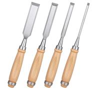 ChAusa 4 Piezas Formones para Madera, 6 12 18 24mm Cincel y Gubias con Mango de Madera, Herramientas de Carpintería Ergonómico para Tallar, Esculpir y Trabajos de Bricolaje Profesional y Doméstico