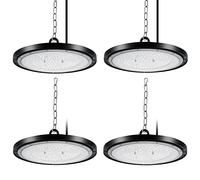 CheDux 4 PCS 150W UFO Lámpara de Alta Bahía,15000LM Focos Led Interior Techo,6000K-6500K Ultrafina LED Iluminación de Almacén,IP65 Impermeable Naves Industriales LED Para Patio,Garaje,Fábrica,Taller
