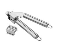 Chef Aid Prensa de ajos, picadora de Acero Inoxidable, Hecha para triturar, pelar y Picar ajo, Jengibre, Cebolla en rodajas y más con Facilidad, Apta para lavavajillas, Color Plateado