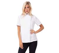 Chef obras bb052-xs mujeres de Springfield con cremallera chaqueta de cocinero, XS tamaño, negro/blanco