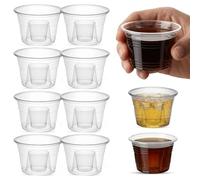 CHEF ROYALE 50 vasos de chupito transparentes Jager Bomb de 25 ml, vasos reutilizables para fiestas, vasos de plástico para cumpleaños y bodas, vasos de degustación de muestra con marca CE, perfectos