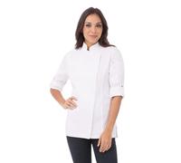 Chef Works Abrigo de chef Hartford para mujer, Blanco, XXL