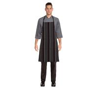 Chef Works Delantal unisex de rayas babero, Negro con blanco y rojo, Talla única