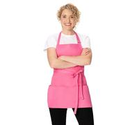 Chef Works Delantal unisex de tres bolsillos, color rosa intenso, talla única