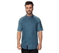 Chef Works Varkala Chef Coat Abrigo de Cocina, Verde Azulado/Un Toque de paraíso, L para Hombre