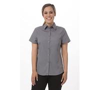 Chef Works womensUniversal Shirt Camisa Abotonada Manga Corta - Gris - XS