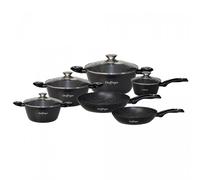 Cheffinger CF-FA1010-BLK: Juego de cocina de 10 piezas con revestimiento de mármol