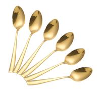 Cheffinger Juego de 6 cucharas de postre de 14,5 cm en acero inoxidable, Dorado