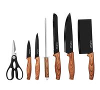 Cheffinger Juego de Cuchillos 7 Piezas con Mangos de Madera y Soporte,