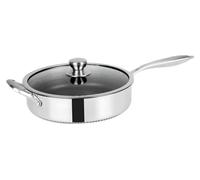 Cheffinger, sartén antiadherente de 28 cm con revestimiento de panal y tapa, color plateado