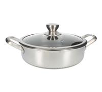 Cheffinger Sartén para Saltear de Acero Inoxidable Antiadherente con Tapa, Plata