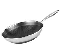 Cheffinger, wok de 28 cm, acero inoxidable, apto para inducción, con estructura 3D de panal resistente a arañazos, color negro/plateado