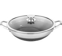 Cheffinger, wok de 32 cm con revestimiento antiadherente tipo panal y tapa resistente a los arañazos, color plateado