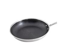 Cheffinger Wok de 32 cm con revestimiento de panal y mango largo, Plata