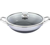 Cheffinger, wok de 36 cm con revestimiento antiadherente tipo panal y tapa resistente a los arañazos, color plateado