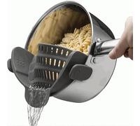 CHEFZOCO Colador plegable para olla, Escurridor de pasta, Escurridor de Verdura, escurridor Plegable para Ollas, Colador Ajustable Ollas, Libre de BPA, Silicona, Apto para lavavajilla (Gris)