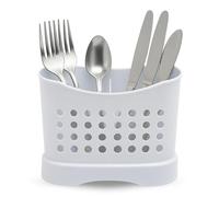 CHEFZOCO Escurridor Cubiertos de Cocina, Escurre Cubiertos, Porta Cubiertos y Cucharas, Escurrecubiertos para Fregadero de Cocina, 16,5 cm Ancho x 8 cm Largo x 13 cm Alto, Plástico, Blanco