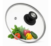 CHEFZOCO Tapa de Cristal para sarten, Tapa de Vidrio Multiusos, Tapadera de Cristal para Olla, Tapa de Cristal con Mango, Tapa Cacerola, Resistente Altas temperaturas, Apto para 22 cm