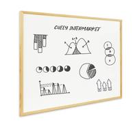 CHELY INTERMARKET Pizarra Blanca Esmaltada 90X60 CM NO Magnética Marco Madera Incluye Rotulador Borrador Kit Colgar Tablero Oficina Escuela Reuniones Presentaciones Dibujos Planificación