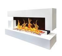 Chemin'Arte Chimenea de Pared eléctrica LED Quartz 3XL 150 cm con calefacción - Blanca - Efecto Llama - Chimenea Decorativa bajo Consumo - Mando a Distancia