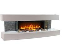 CHEMIN'ARTE Chimenea eléctrica de Pared con calefacción Lounge Blanca 120cm, Efecto de Llama Leds- Chimenea Decorativa bajo Consumo - Mando a Distancia