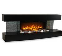 CHEMIN'ARTE Chimenea eléctrica de Pared con calefacción Lounge Negra, Efecto de Llama Leds - Chimenea Decorativa bajo Consumo - Mando a Distancia