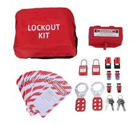 CHEOTIME Kit de etiquetado de bloqueo eléctrico, 6 candados con etiquetas de PVC, dispositivo de seguridad Loto, bolsa de almacenamiento portátil para panel eléctrico industrial