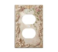 Cherub - Placa de pared dúplex para toma de corriente, estilo vintage, romántica, rosa, hiedra, primavera, beige, plástico, tamaño estándar, para tomas de corriente para el hogar, sala de estar