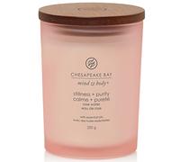 Chesapeake Bay Vela perfumada | Tranquilidad + Pureza (agua de rosas) Vela de aromaterapia mediana | Tiempo de combustión: hasta 57 horas | Colección Mind & Body | Regalos para mujeres