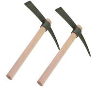 CHEUKYIU 2 piezas azada cruzada con mango de madera, 38 x 29 cm pico para jardín, herramienta de jardín de acero, color negro