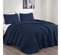 Chezmoi Collection Austin - Juego de Colcha de 3 Piezas Extra Grande (tamaño Queen, Color Azul Marino)
