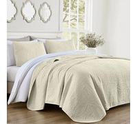 Chezmoi Collection Austin - Juego de Colcha de 3 Piezas Extra Grande (tamaño Queen, Color Marfil)
