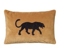 Chhatwal & Jonsson Funda de cojín Embroidered Black Panther 40x60 cm Masala yellow