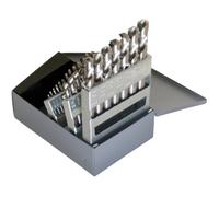 Chicago Latrobe 157 serie corto longitud de acero de alta velocidad juego de brocas con caja de metal, sin recubrimiento (Bright) acabado, 118 Grado Punto convencionales, pulgadas, 29 piezas, 1/16 " - 1/2 en incrementos de 1/64"