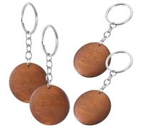 CHICAMPERA 4 Llaveros de Madera Marrón Redondos Construcción Resistente y Diseño DIY para Personalizar Ideales para Manualidades y Decoración de Equipaje