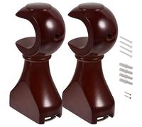CHICAMPERA Soporte sin Taladrar 2piezas de Madera Marrón de Barra de Cortina y Bordes Lisos Diseño Simple para Fijación Estable en Paredes