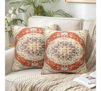 Chicamy Juego de 2 Boho Funda Cojín Sofa 40x40 Etnico Fundas de Cojines Vintage Geometría Cuadrada Funda de Almohada Bohemias Modernas Funda Cojines Decorativos para Sofa Cama Exterior